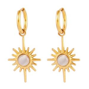 Gold Sunburst Drop Huggie N1269